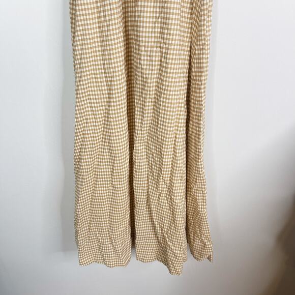 Reformation XS Tan Natural Roland Dress Anzo Check Gingham Midi Button Front - Picture 11 of 14
